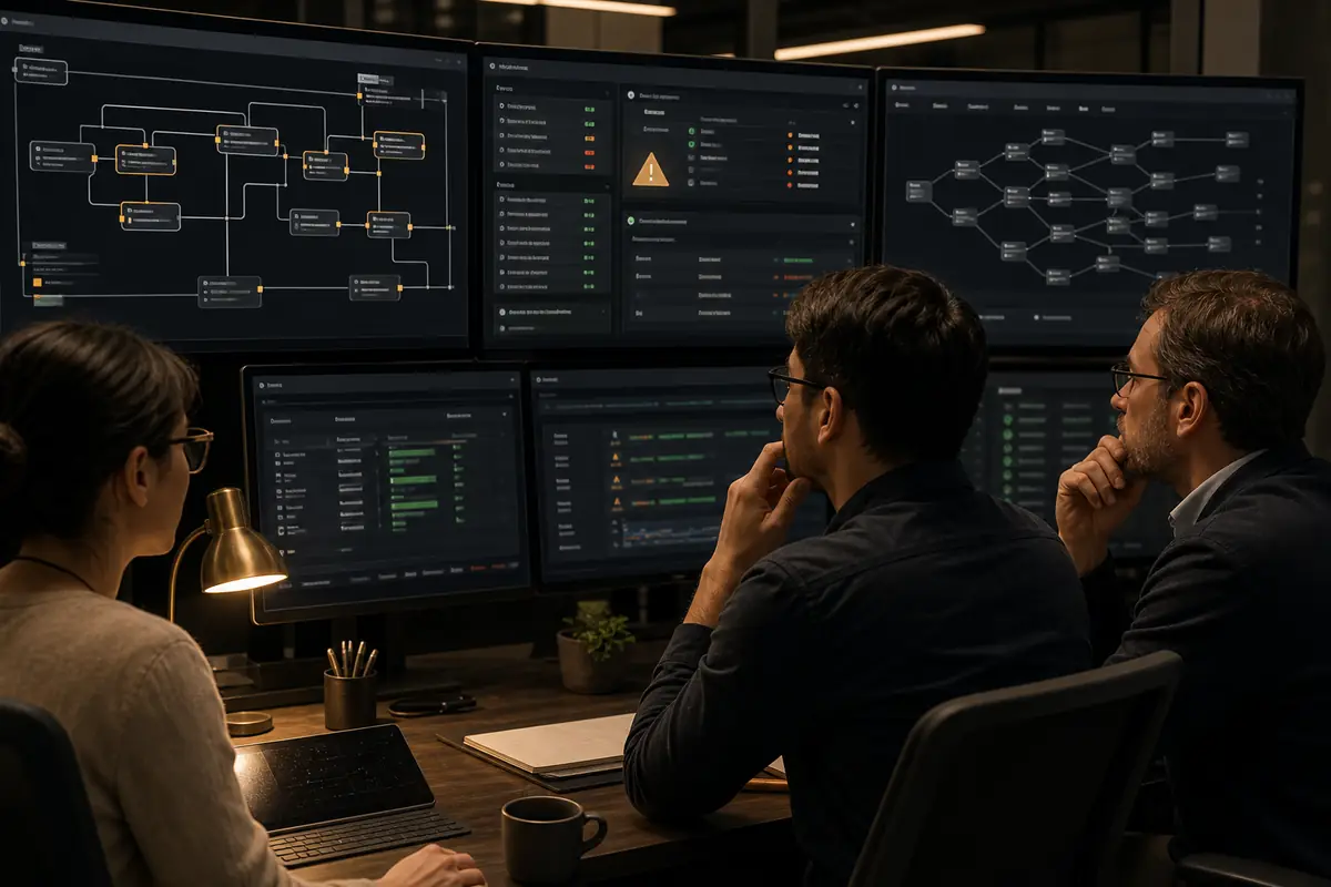 Production AI agent workflow with embedded evaluation probes checking evidence tools policy and outcomes