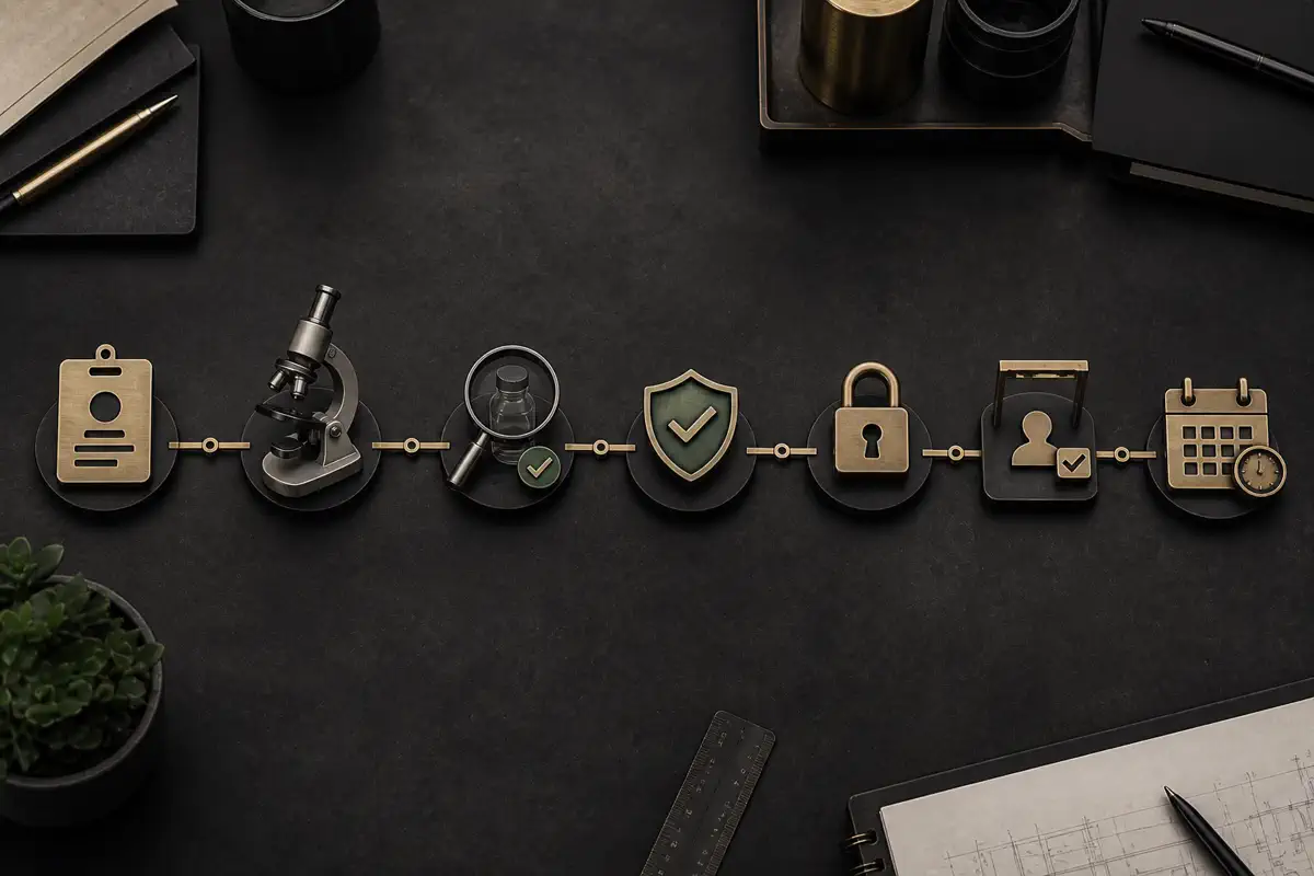 Laboratory equipment access model connecting host approval, organisation identity, safety and confidentiality gates